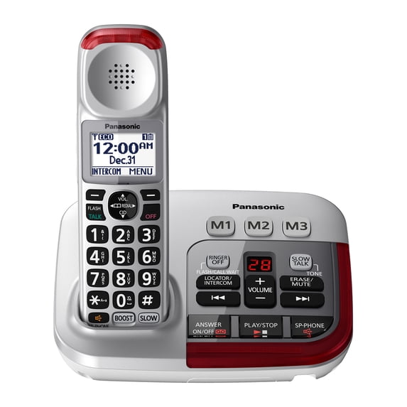 Visual Ringer Phone Panasonic DECT 6.0 Corded Cordless Amplified Phone with Answering ...