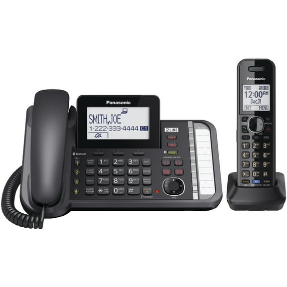 Panasonic DECT 6.0 Expandable Link2Cell 2-Line Digital Cordless Phone System, Black, KX-TG9581B