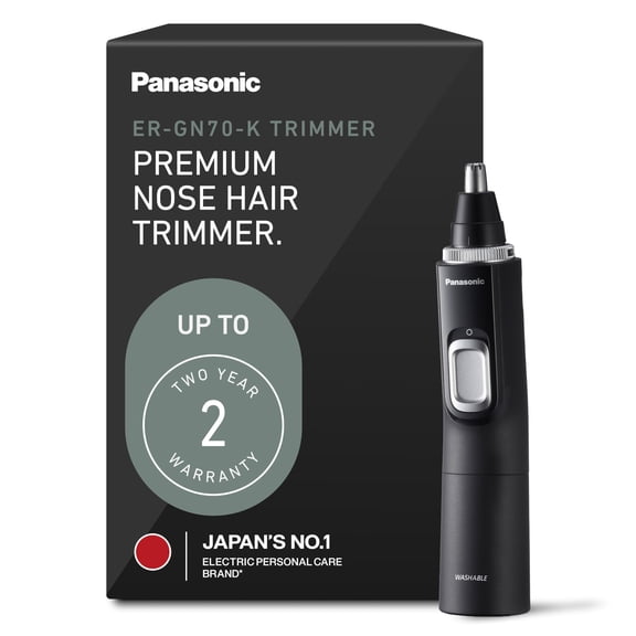 Panasonic Ear and Nose Hair Trimmer for Men with Vacuum Cleaning System, Powerful Motor and Dual-Edge Blades for Smoother Cutting, Wet/Dry ER-GN70-K (Black)