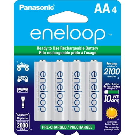 Panasonic eneloop BK-3MCCA4BA Pre-Charged Nickel Metal Hydride AA Rechargeable Batteries, 4-Battery Pack