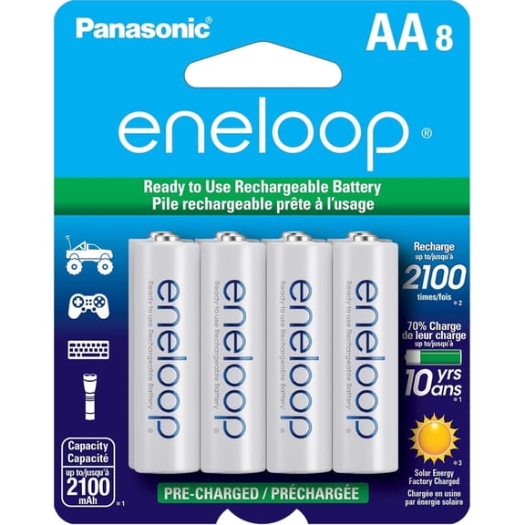 Panasonic eneloop AA Rechargeable Batteries, 8-Pack