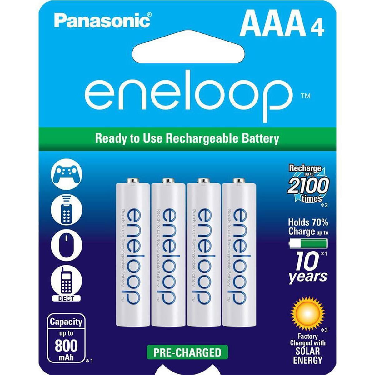 Panasonic Eneloop BK-4MCCA4BA Pre-Charged Nickel Metal Hydride AAA Rechargeable Batteries, 4-Battery Pack