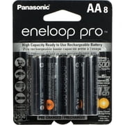 Panasonic Eneloop Pro BK-3HCCA8BA Pre-Charged Nickel Metal Hydride AA High-Capacity Rechargeable Batteries, 8-Battery Pack