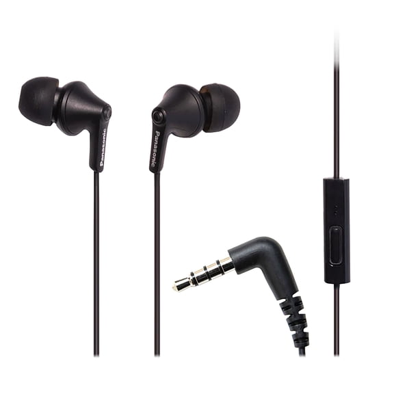 Panasonic ErgoFit Earbud Headphones with Microphone and Neodymium Drivers, RP-TCM125 (Matte Black), RP-TCM125-KA