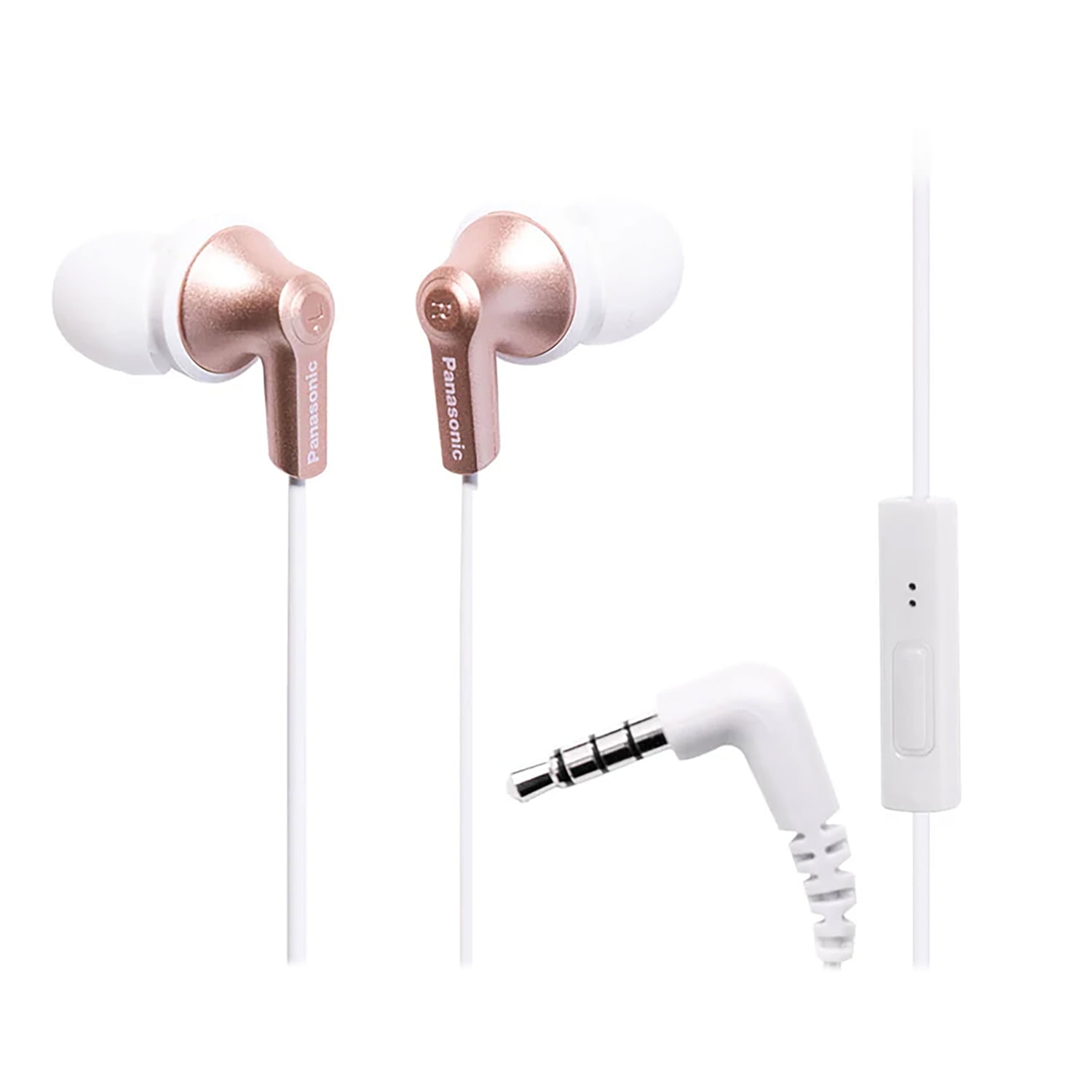 Panasonic ErgoFit Earbud Headphones with Microphone and Neodymium Drivers, RP-TCM125 (Gold), RP-TCM125-NPT