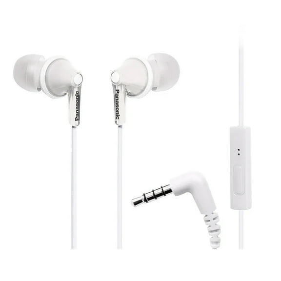 Panasonic ErgoFit Earbud Headphones with Microphone and Neodymium Drivers, RP-TCM125 (White), RP-TCM125-WPT