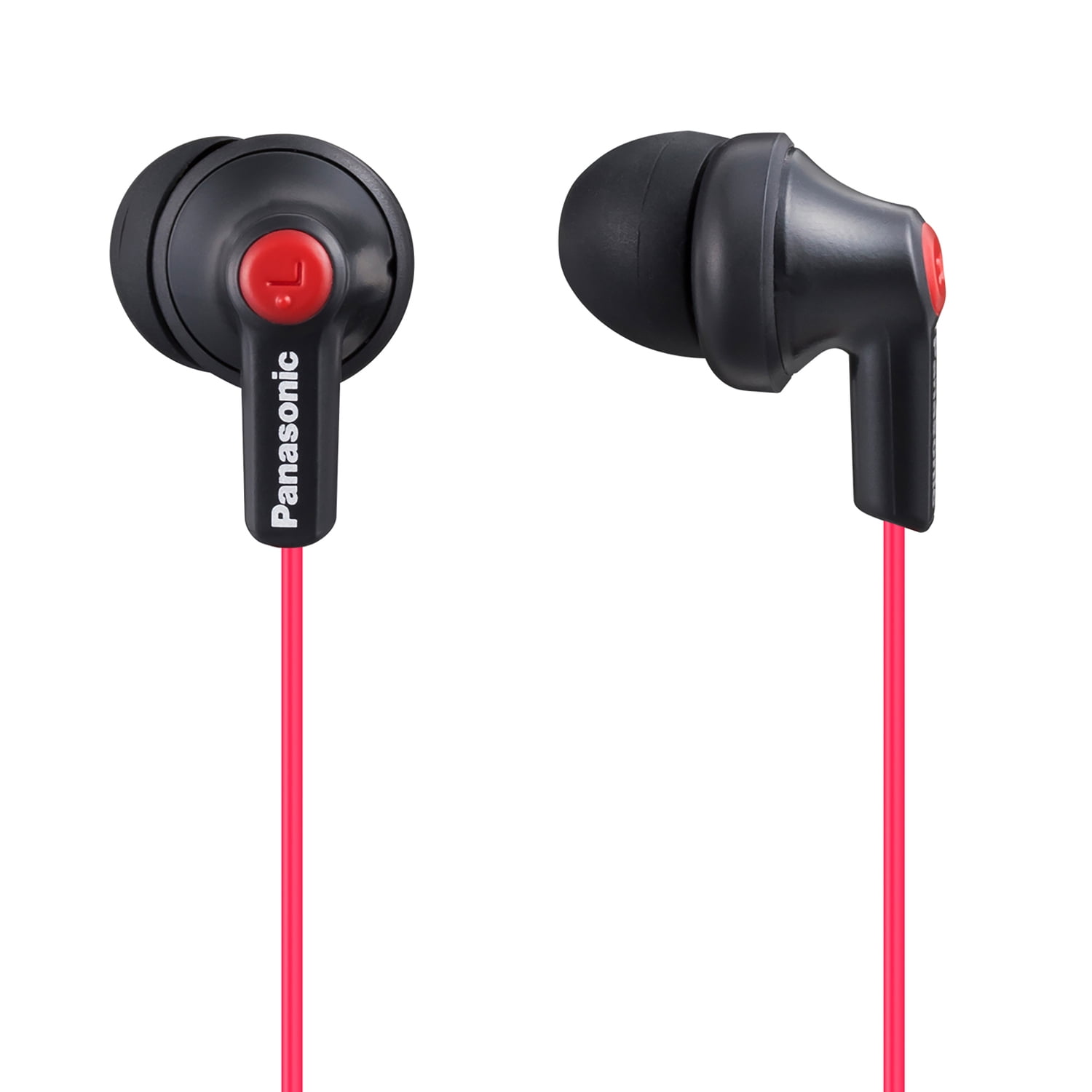 Panasonic ErgoFit Earphones, Neodymium Drivers, RP-HJE120 (Matte Black/Red), RP-HJE120-KBPT
