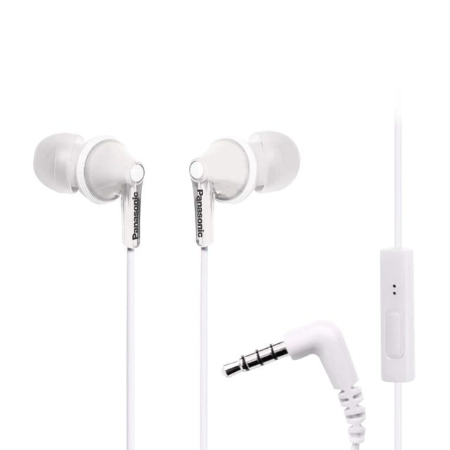 Panasonic ErgoFit Wired Earbuds, in-Ear Headphones with Microphone and Call Controller, Ergonomic Custom-Fit Earpieces (S/M/L), 3.5mm Jack for Phones