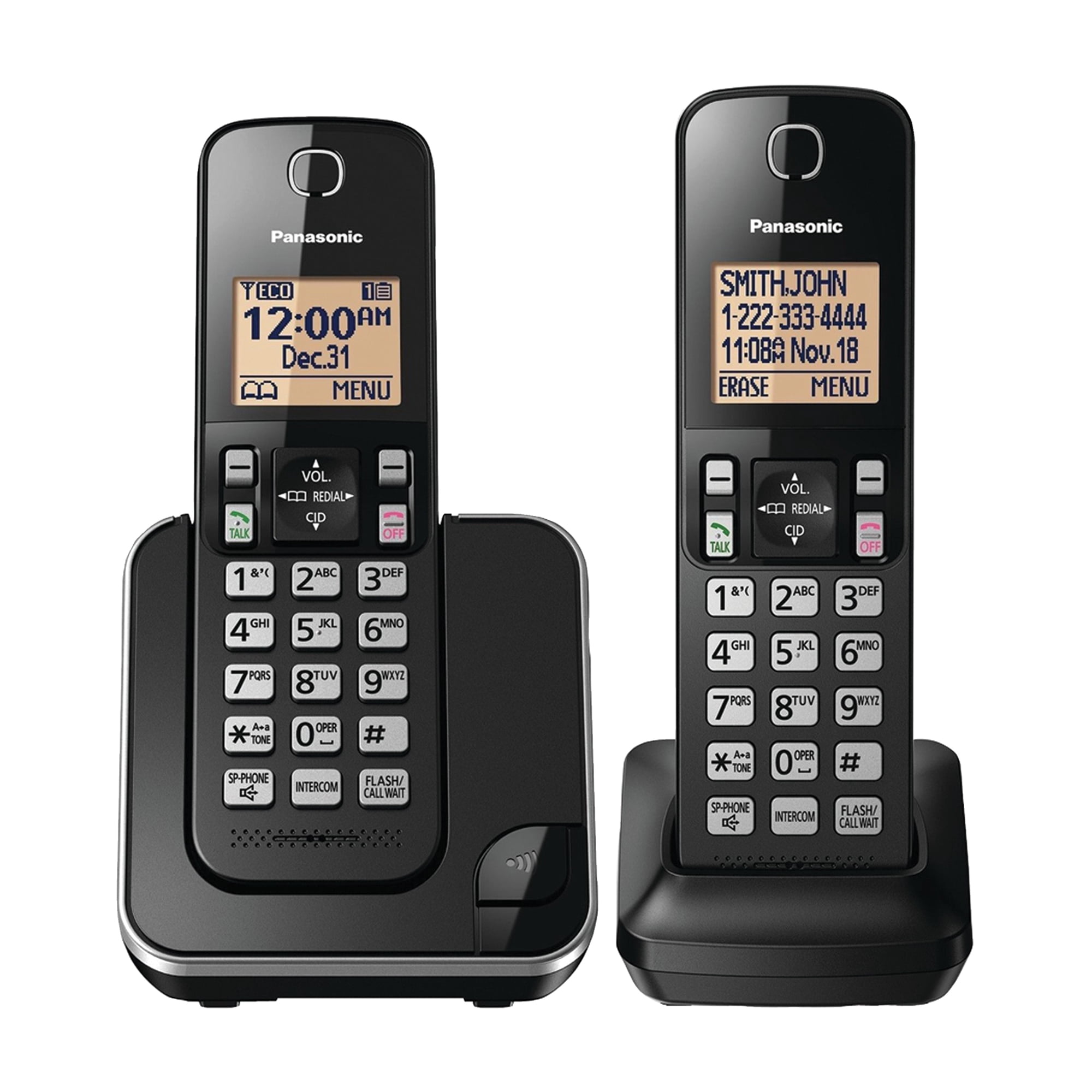 Panasonic 2-Handset DECT 6.0 Plus Expandable Cordless Phone System for Landline, Caller ID, Call Blocker, and Backlit Keypad, KX-TGC352B, 2 Handset