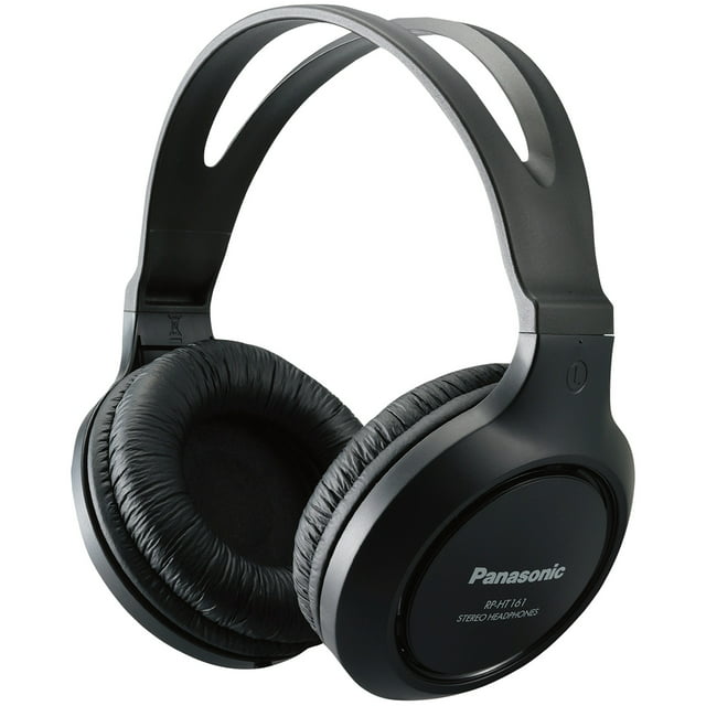 Panasonic Full-Size Over-Ear Wired Long-Cord Headphones, Black, RP-HT161-K