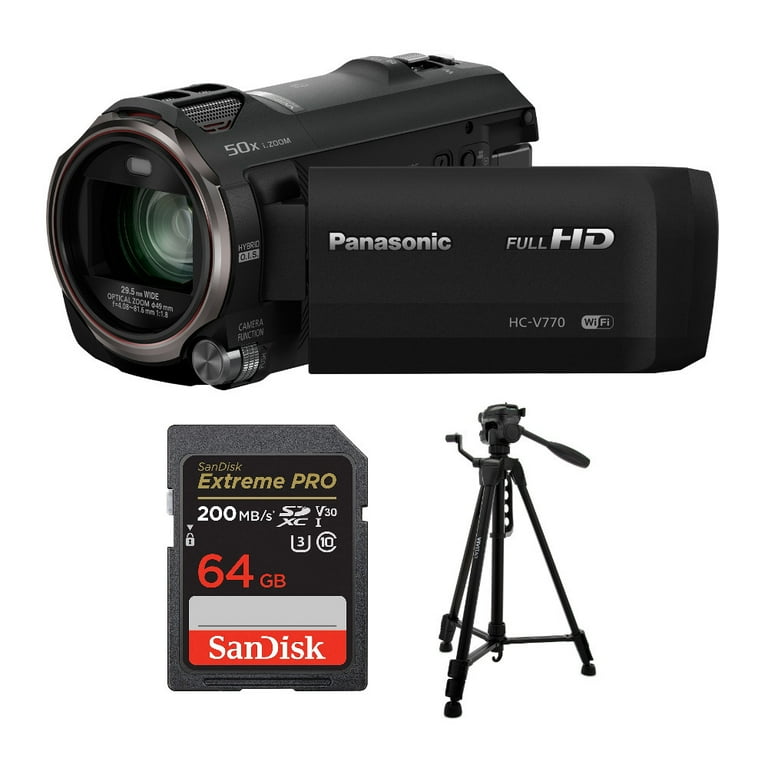 Panasonic HC-V770 HD Camcorder with Wi-Fi, 64GB SD Card, 57