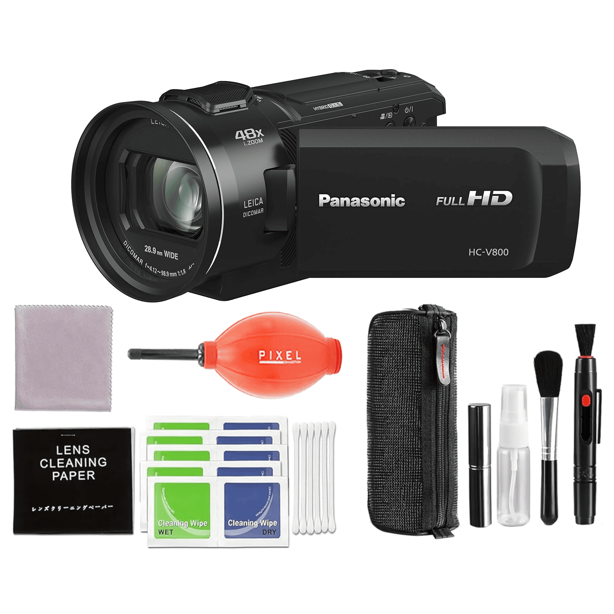 Panasonic HC-V800K FHD Cinema-Like Camcorder, 24x Leica Dicomar Lens, 1 ...