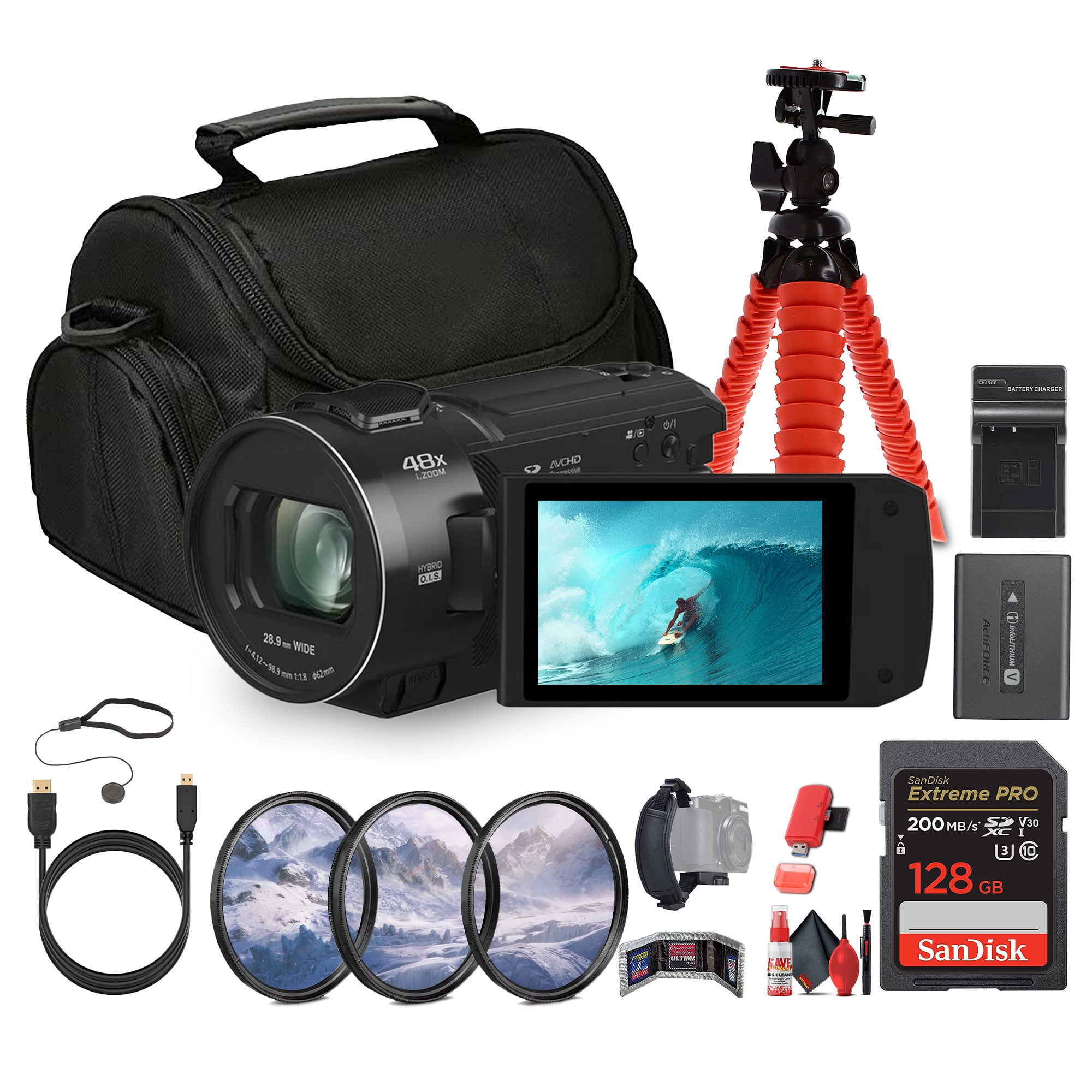 Panasonic HC-V900 Lightweight Full HD Camcorder with 24x Zoom (HC-V900K ...