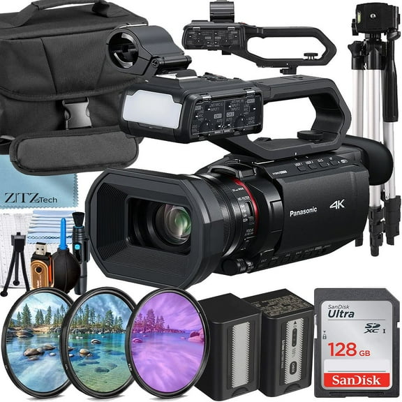 Panasonic HC-X2100 Camcorder UHD 4K with 128GB SanDisk Memory Card + Tripod + Case + ZeeTech Accessory Bundle