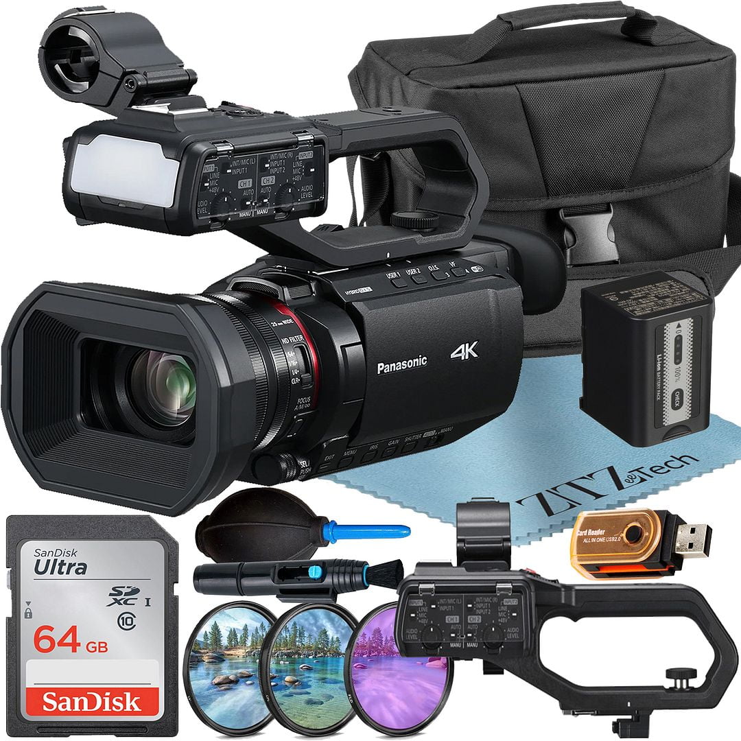 Panasonic HC-X2100 Camcorder UHD 4K with 64GB SanDisk Memory Card + Case + 3 Pieces Filter Kit + ZeeTech Accessory Bundle