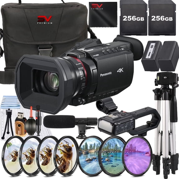 Panasonic HC-X2100 UHD 4K HDMI Lightweight Compact Camcorder with 2 Pack 256GB SanDisk Memory Card + Case + Filter Kit + SV Premium Accessory Bundle