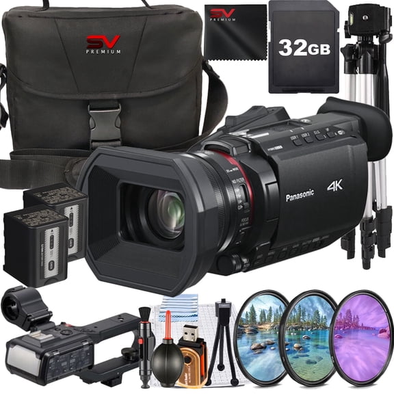 Panasonic HC-X2100 UHD 4K HDMI Lightweight Compact Camcorder with 32GB SanDisk Memory Card + Case + Filter Kit + SV Premium Accessory Bundle