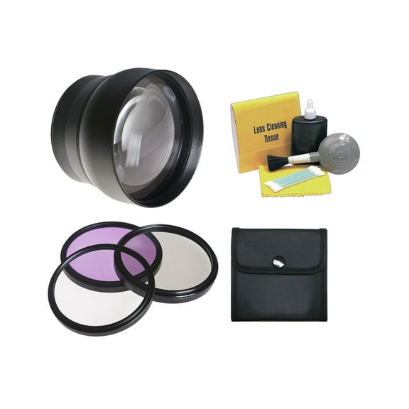 Panasonic HC-X900M 2.2x High Definition Super Telephoto Lens + 49mm 3 Piece Filter Kit + Ring 49-58mm + Nwv Direct 5 Piece Cleaning Kit