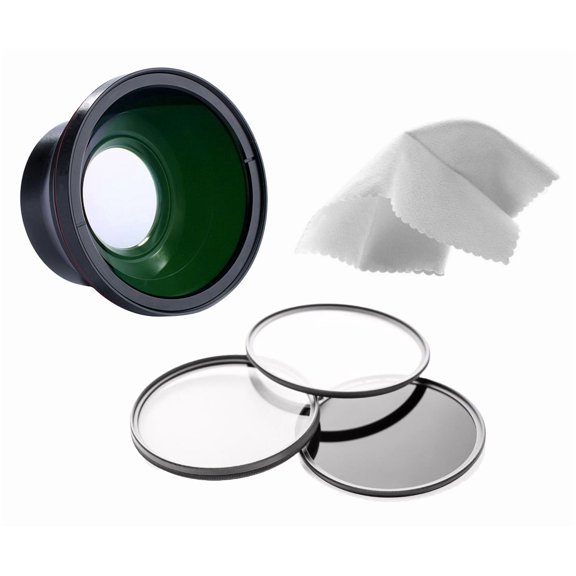Panasonic HDC-TM90(K) 0.43X High Definition Super Wide Angle Lens w/ Macro + 52mm 3 Piece Filter Kit + Stepping Ring 41.5-58 + Nw Direct Micro Fiber Cleaning Cloth