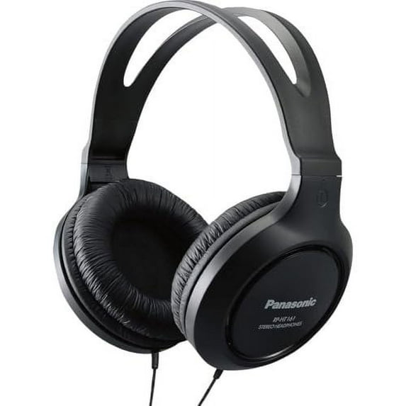 Panasonic Headphones, Lightweight Over the Ear Wired Headphones with Clear Sound and XBS for Extra Bass, Long Cord, 3.5mm Jack for Phones and Laptops RP-HT161-K Black
