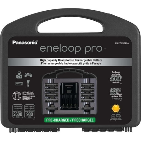 Panasonic - eneloop pro Charger, 8 AA and 2 AAA Batteries Kit - Black