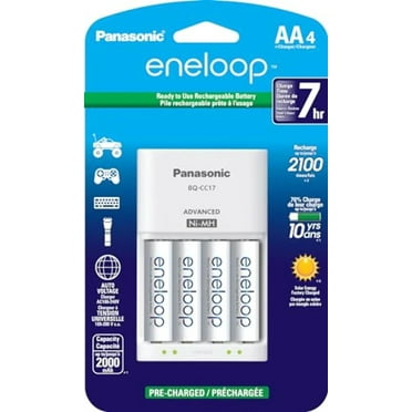 Panasonic K-KJ17MCA4BA Advanced Individual Cell Battery Charger Pack with 4 AA eneloop 2100 Cycle Rechargeable Batteries