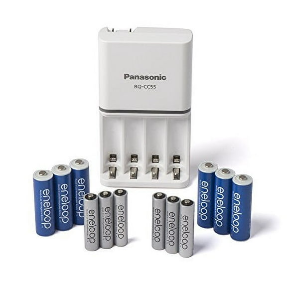 Panasonic K-KJ55MBS66A eneloop Power Pack; 6AA, 6AAA, and Advanced Battery 3 Hour Quick Charger (Battery Color May Vary)