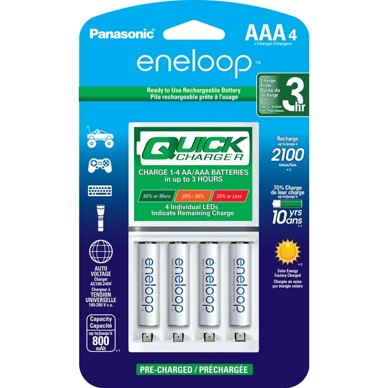 Panasonic K-KJ17MCA4BA Advanced Individual Cell Battery Charger Pack with  4AA eneloop 2100 Cycle Rechargeable Batteries (4 pack) 