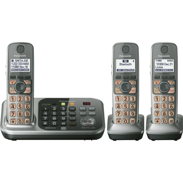 Panasonic KX-TG7743S DECT 6.0 1.90 GHz Cordless Phone, Silver