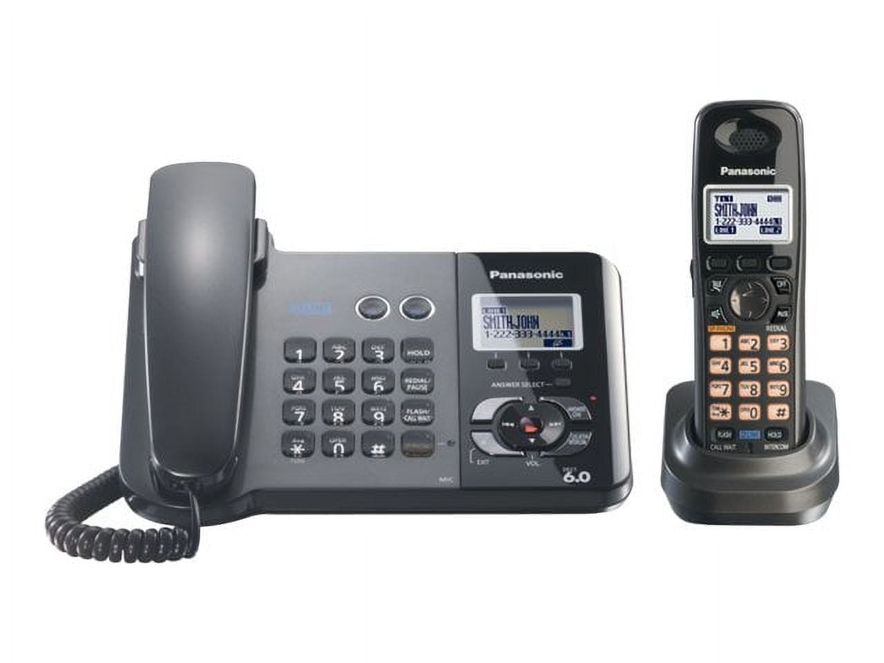 Panasonic KX-TG9391T - Corded/cordless - answering system with caller ID - DECT 6.0 - 3-way call capability - 2-line operation - black metallic + additional handset