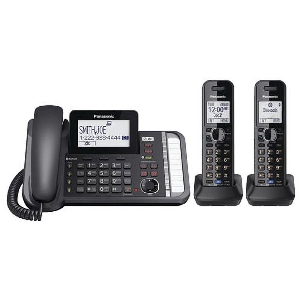 Panasonic KX-TG9582B 3 Handsets Corded/Cordless Phone W/Link2Cell|DECT 6.0|2-Line|Expandable Up-To 12 Handsets|Black