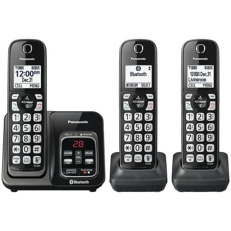 Panasonic - KX-TGD563M Link2Cell DECT 6.0 Expandable Cordless Phone System with Digital Answering System - Metallic Black