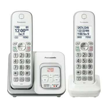 Panasonic KX-TGD63X Corded Cordless Phone with Call Blocking and Digital Answering System (2 Handset; White/Silver), KX-TGD632W