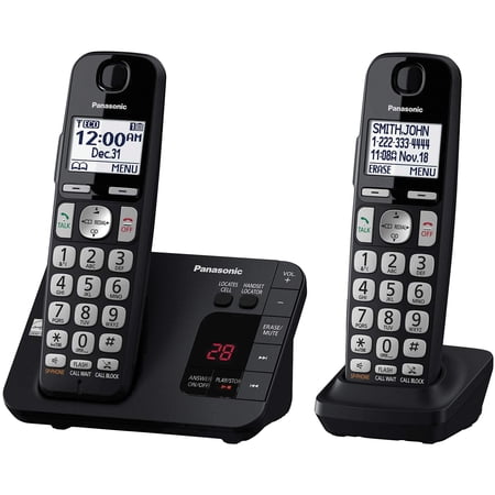 Panasonic Cordless Phone with Answering Machine and Call Blocking, 2 Handsets - KX-TGE432B DECT 6.0