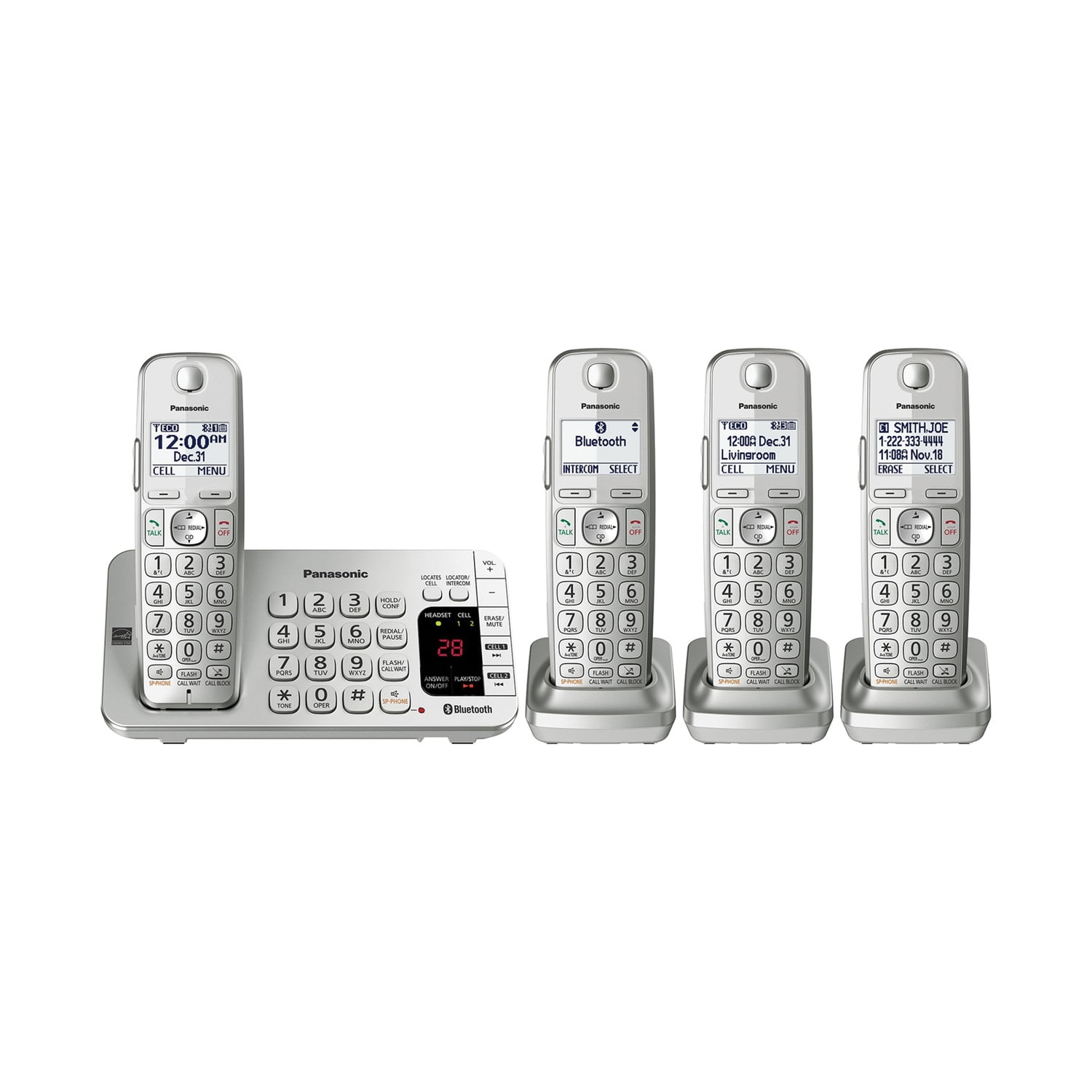 Panasonic KX-TGE474S Link2cell Bluetooth Cordless Phone System (4-Handset System)