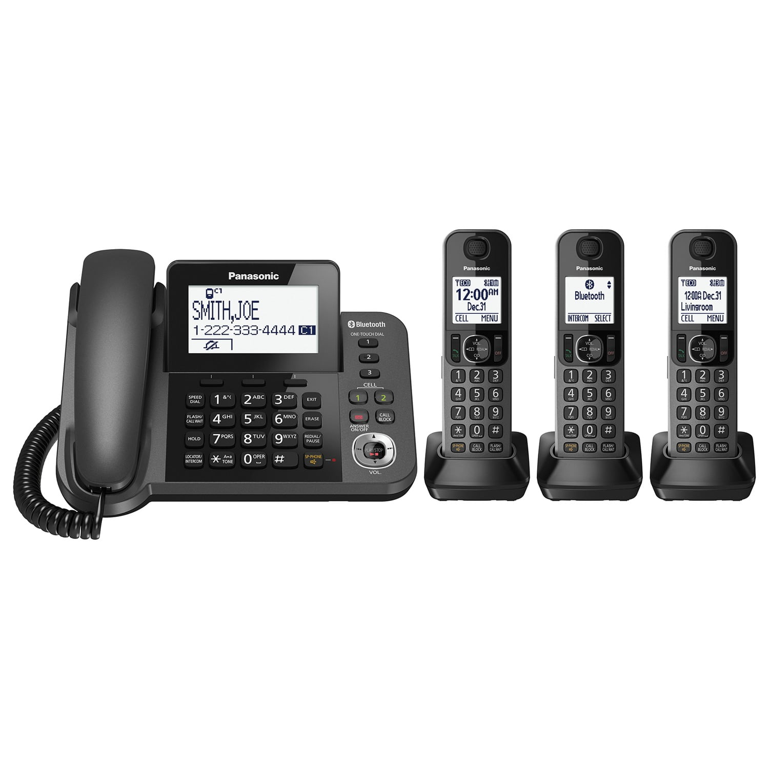 Panasonic KX-TGF383M DECT 3-Handset Landline Telephone