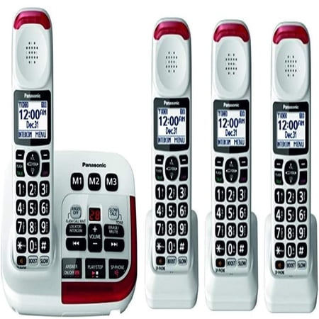 Panasonic KX-TGM420W F317 4 Handsets Cordless Phone with Digital Answering Machine, White, 4 Count