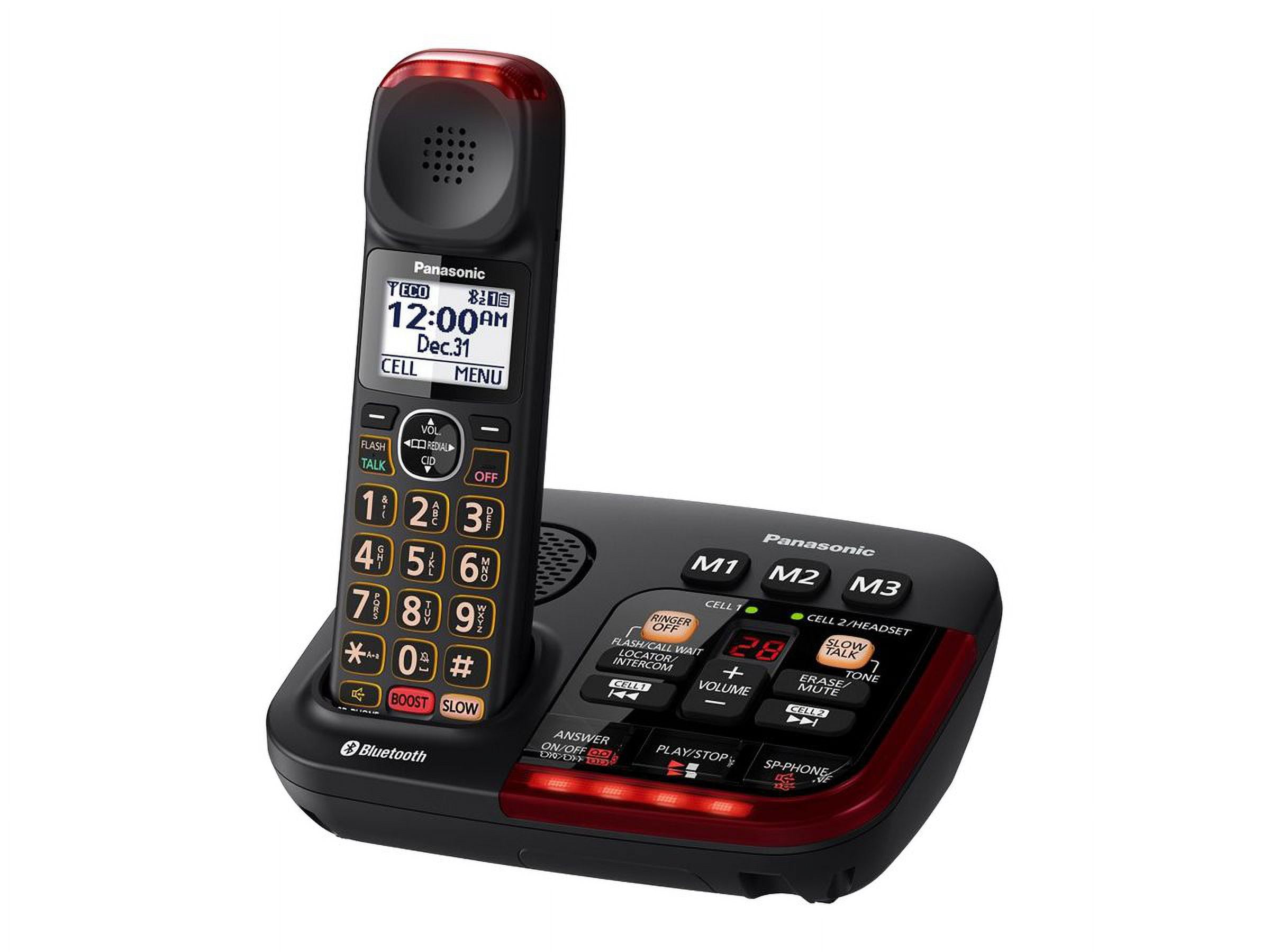 Panasonic KX-TGM430B Single-Handset Link2Cell Bluetooth Amplified Cordless  Digital Answering System 