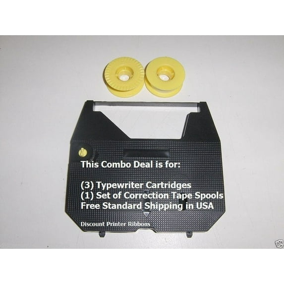 Panasonic KXR350 3 Pack Typewriter Ribbon Cartridge + Correction Tape Value Pack