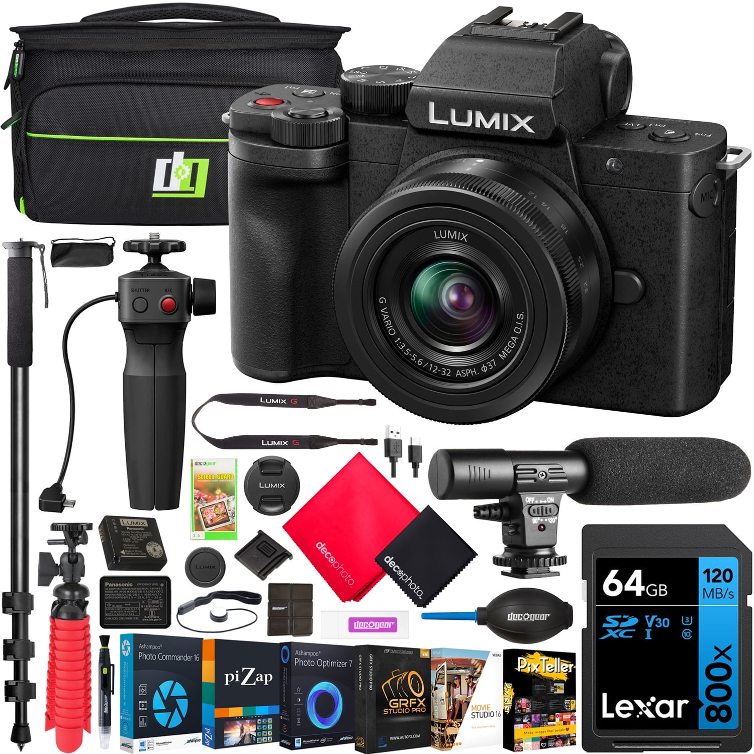 Panasonic LUMIX G100D 4K Camera with 12-32mm Lens, Tripod Grip 
