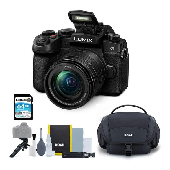 Panasonic LUMIX G97 Micro Four Thirds Mirrorless Camera (Black) with a 12-60mm Lens Bundle with Nostrand Avenue Camera System Gadget Bag with Accessory and Cleaning Kit and 64GB Memory Card (3 Items)