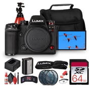 Panasonic LUMIX S1 II Mirrorless Camera | 24.2MP Full-Frame BSI Sensor, 6K Video, Dual I.S. 2, Phase Hybrid AF, 30fps Burst, L-Mount Body DC-S1M2SBODY + 64GB Card + Camera Bag + More