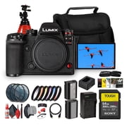 Panasonic LUMIX S1 IIE Mirrorless Camera 24.2MP Full-Frame BSI Sensor, 6K Video, Dual I.S. 2, Phase Hybrid AF, 30fps Burst, L-Mount Body DC-S1M2ESBODY + 64GB Card + Photo Software + Battery + More