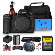 Panasonic LUMIX S1 IIE Mirrorless Camera | 24.2MP Full-Frame BSI Sensor, 6K Video, Dual I.S. 2, Phase Hybrid AF, 30fps Burst, L-Mount Body DC-S1M2ESBODY + 64GB Card + Camera Bag + More