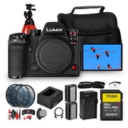 Panasonic LUMIX S1 IIE Mirrorless Camera | 24.2MP Full-Frame BSI Sensor, 6K Video, Dual I.S. 2, Phase Hybrid AF, 30fps Burst, L-Mount Body DC-S1M2ESBODY + 64GB Card + Battery + Camera Bag + More