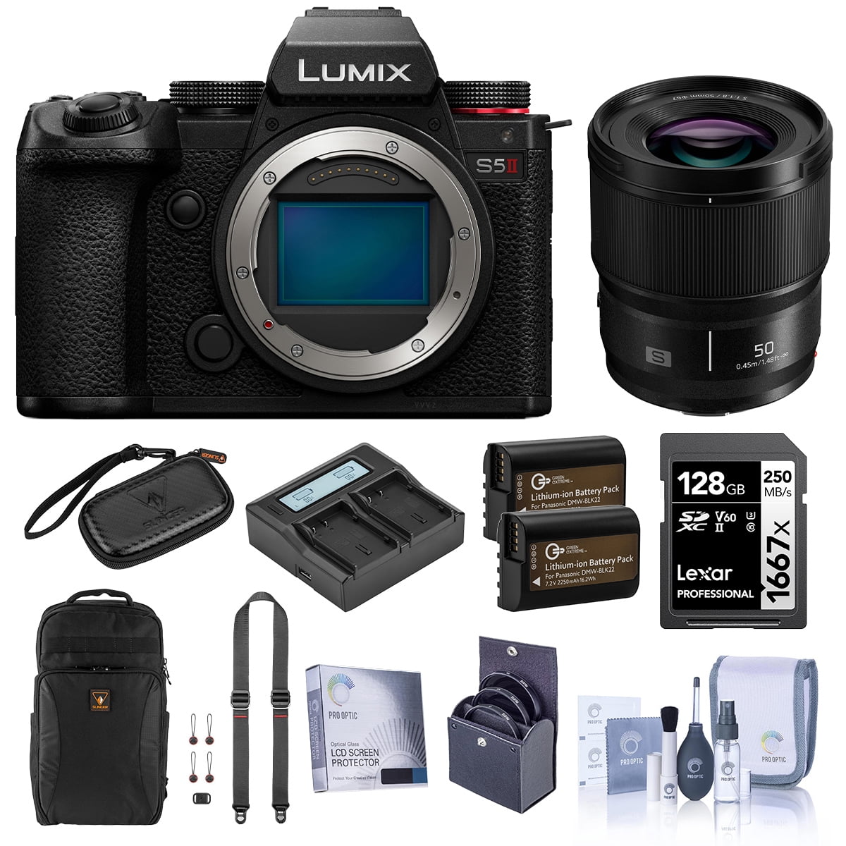 Alpine 190 Panasonic LUMIX S5II Mirrorless Camera, Black, with LUMIX S 50mm f/1.8 ...