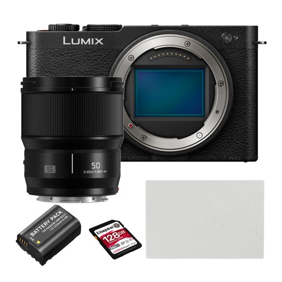 Panasonic LUMIX S9 Full Frame Camera Body with Phase Auto Focus Bundle with Panasonic LUMIX S Lens, 128GB SD Card with 280MBPS Read Speed, Lithium-Ion Battery Pack and Screen Protector (5 Items)