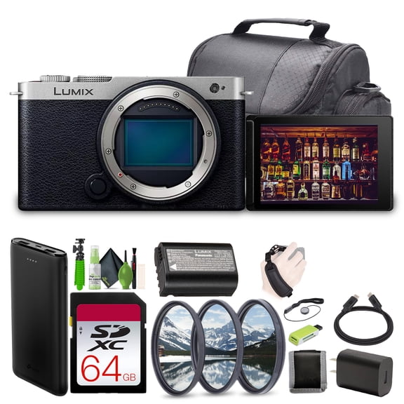 Panasonic LUMIX S9 Mirrorless Full Frame Compact Camera Body (DC-S9BODYK) for Content Creators - Silver-Bundle with 64GB UHS-II SDXC Memory Card and More Accessories