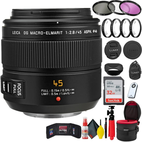 Panasonic Leica DG Macro-Elmarit 45-mm F/2.8 ASPH Mega O.I.S Lens + Accessories