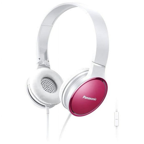 Panasonic Lightweight On-Ear Headphones with Mic and Controller, Pink